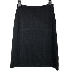 Guess Collection Black Knit Skirt Small V Pattern Semi Sheer Rayon Vintage Retro
